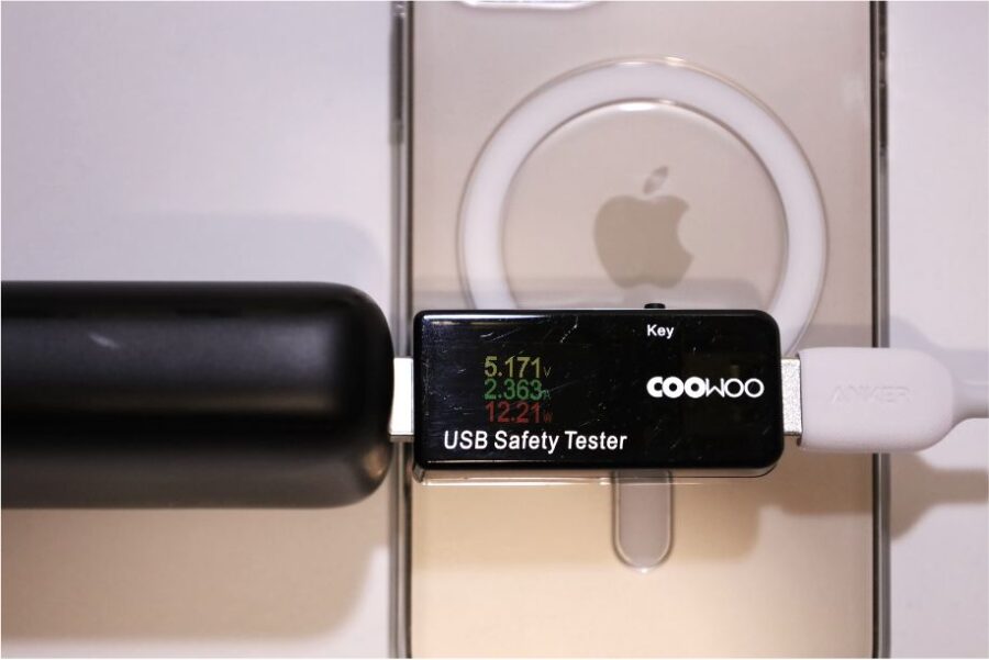 AUKEY Basix Mini PB-N83 10,000mAhをUSB-AでiPhoneを充電すると12W