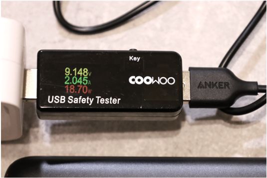 AUKEY PB-N73SをUSB-Aで入力時のワット数