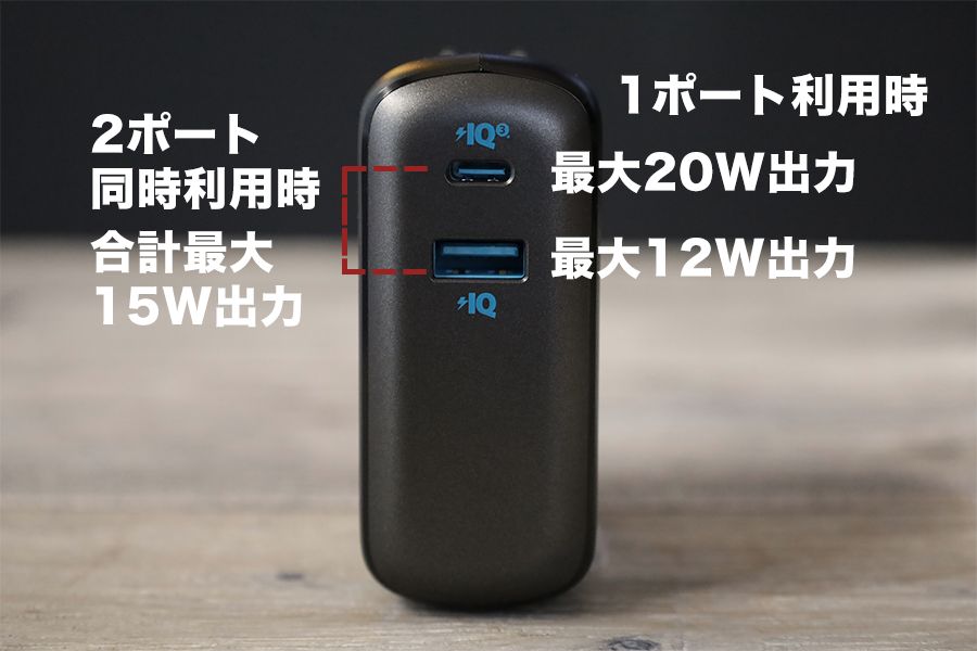 Anker PowerCore Fusion 10000の出力は20Wと12W