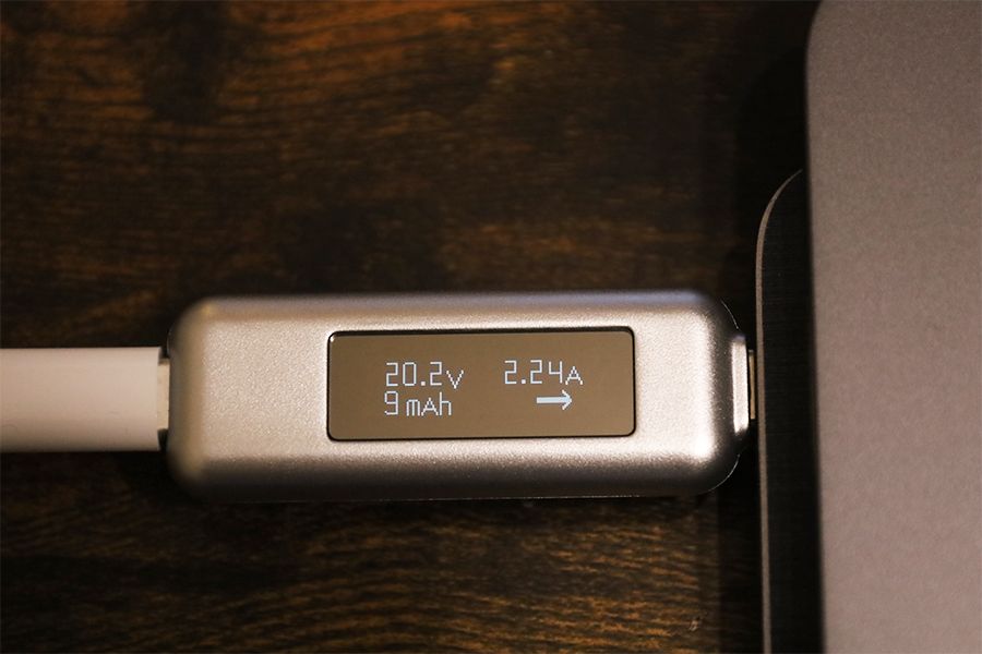 AUKEY Omnia Mix 4 PA-B7 4ポート同時充電時のMac Bookの充電量