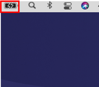 Macのバッテリーを食っているアプリの停止を行う手順1：トップ画面右上のバッテリーアイコンを選択