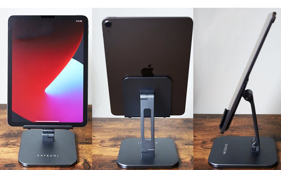 iPadをSatechiのiPadデスクトップアルミスタンドに置いてみる