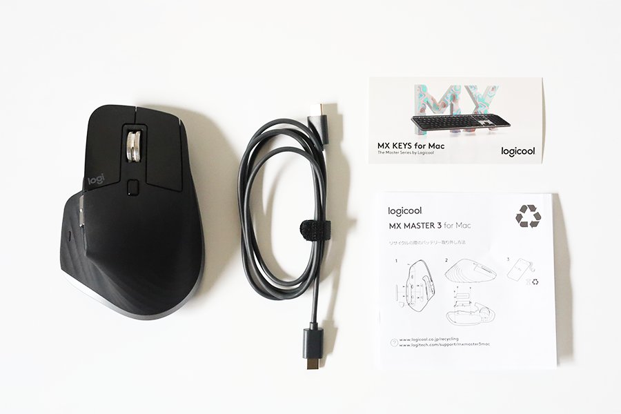 ロジクール MX MASTER 3 for Macの内容物は4点