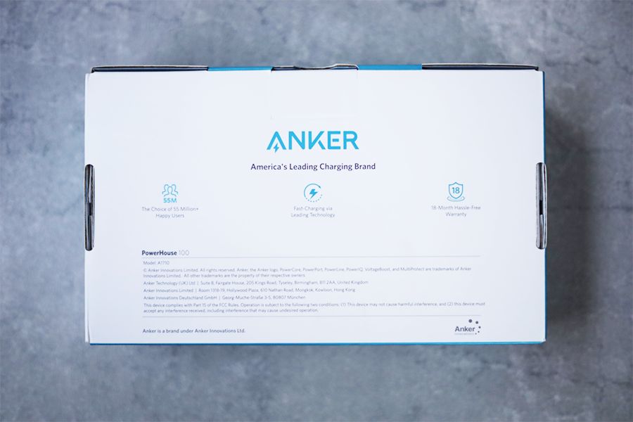 Anker PowerHuse 100本体外観のパッケージの裏側