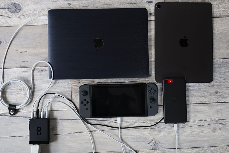 CIO LilNob USB PD 4ポート100W【G100W3C1A】で4台同時充電する