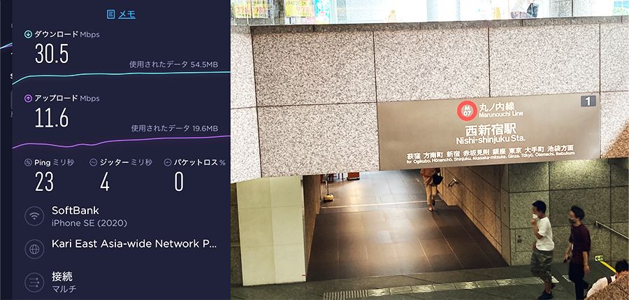 Nomad WiFi Macaroon SEを新宿駅付近で使用した場合