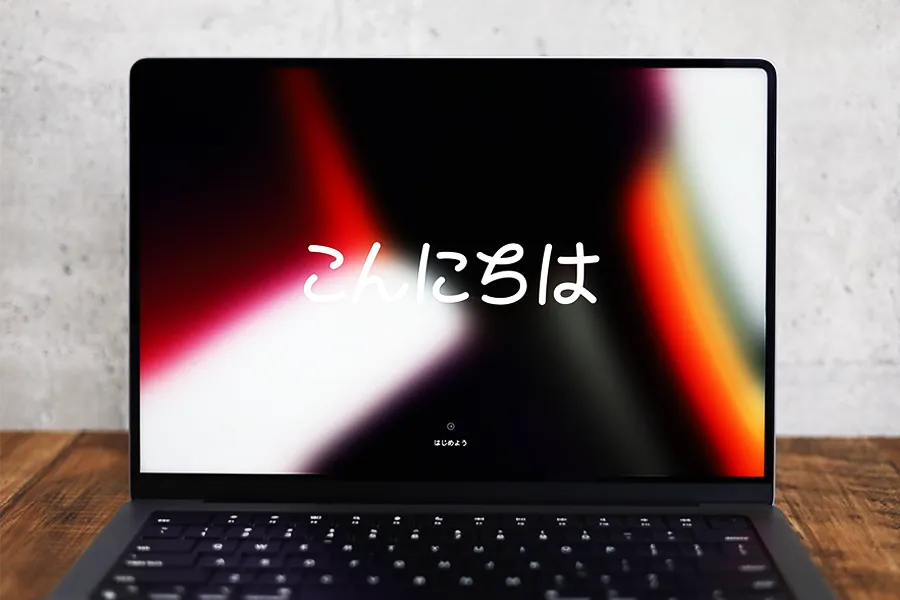 M1 ProチップMacBook Pro 14インチの画面立ち上げた状態