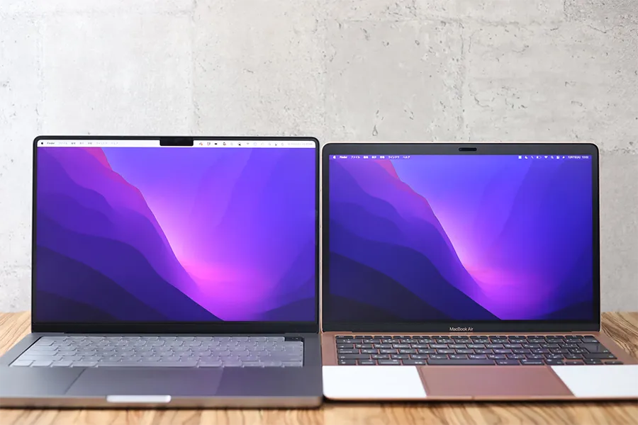 M1 Pro MacBook Pro14インチとM1 MacBook Airの明るさの違い