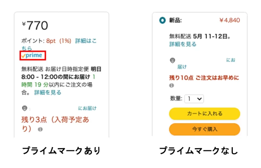プライムマークありなし