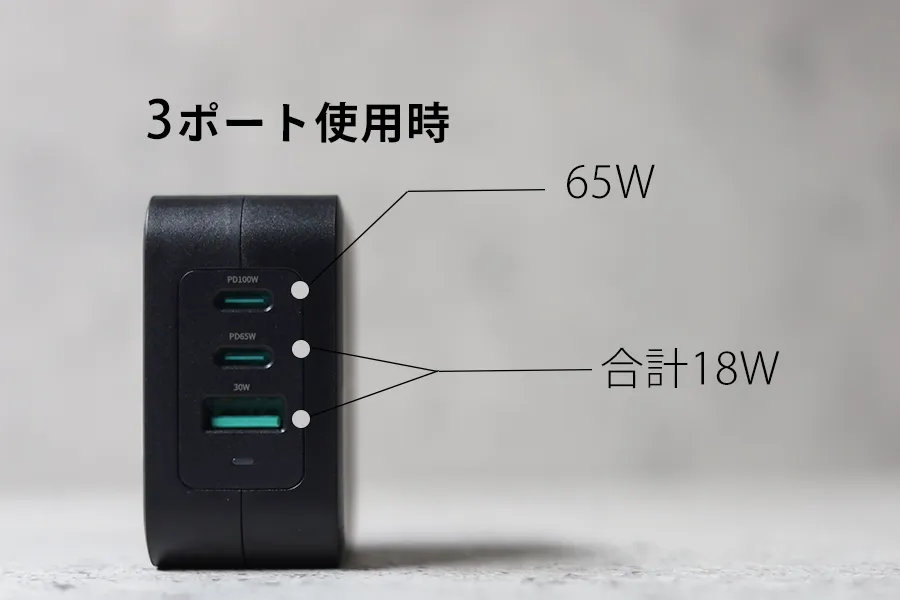 3ポート同時充電時