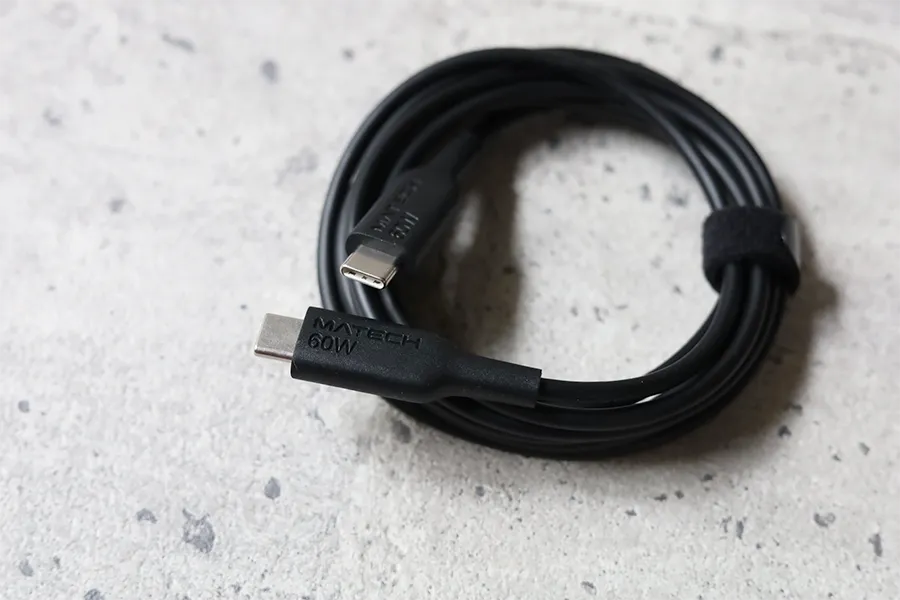 MATECH Sonicharge Flat 65WのケーブルはUSB-Cで60W対応