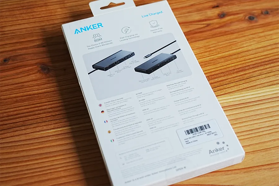 Anker 552 USB-C ハブ 9-in-1 4K HDMIのパッケージ裏