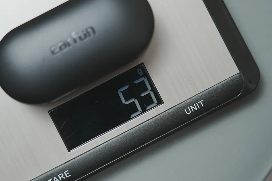 EarFun Free 1S のケースごとの重量