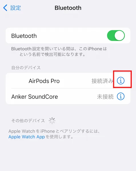 AirPods 接続済み設定