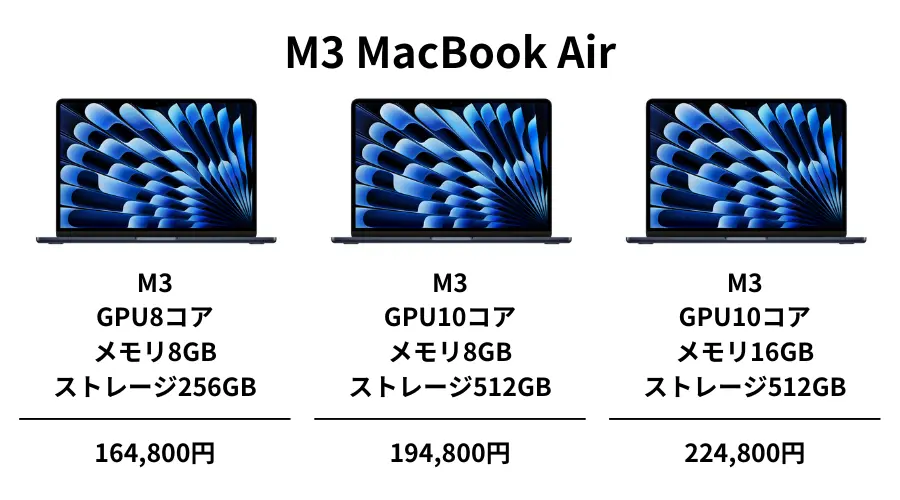 M3 MacBook Air価格表
