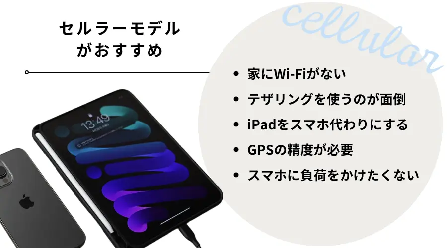 iPadセルラーモデルがおすすめ